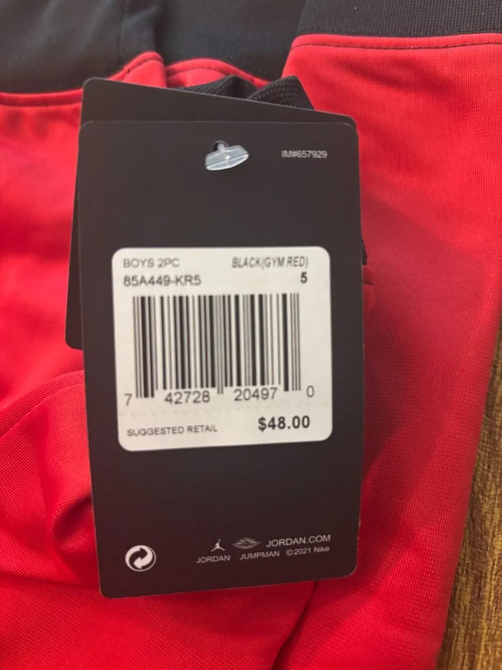 Puma, Jordan Sweat Suit, Black & Red, Size 5 - Picture 5 of 5